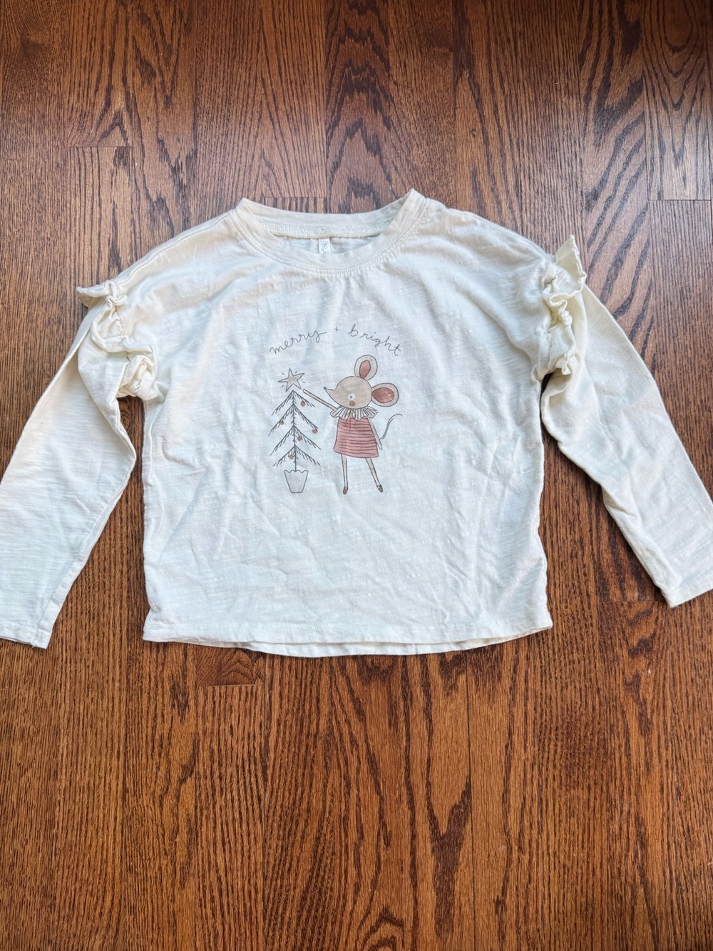Rylee + Cru Long-Sleeve Cream Holiday Mouse Top 4-5 Years